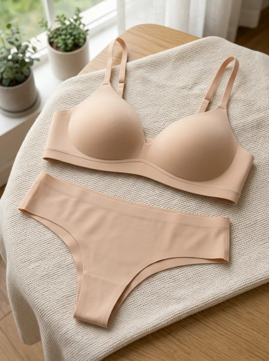 Women's Seamless Minimalist Solid Seamless Lingerie Set