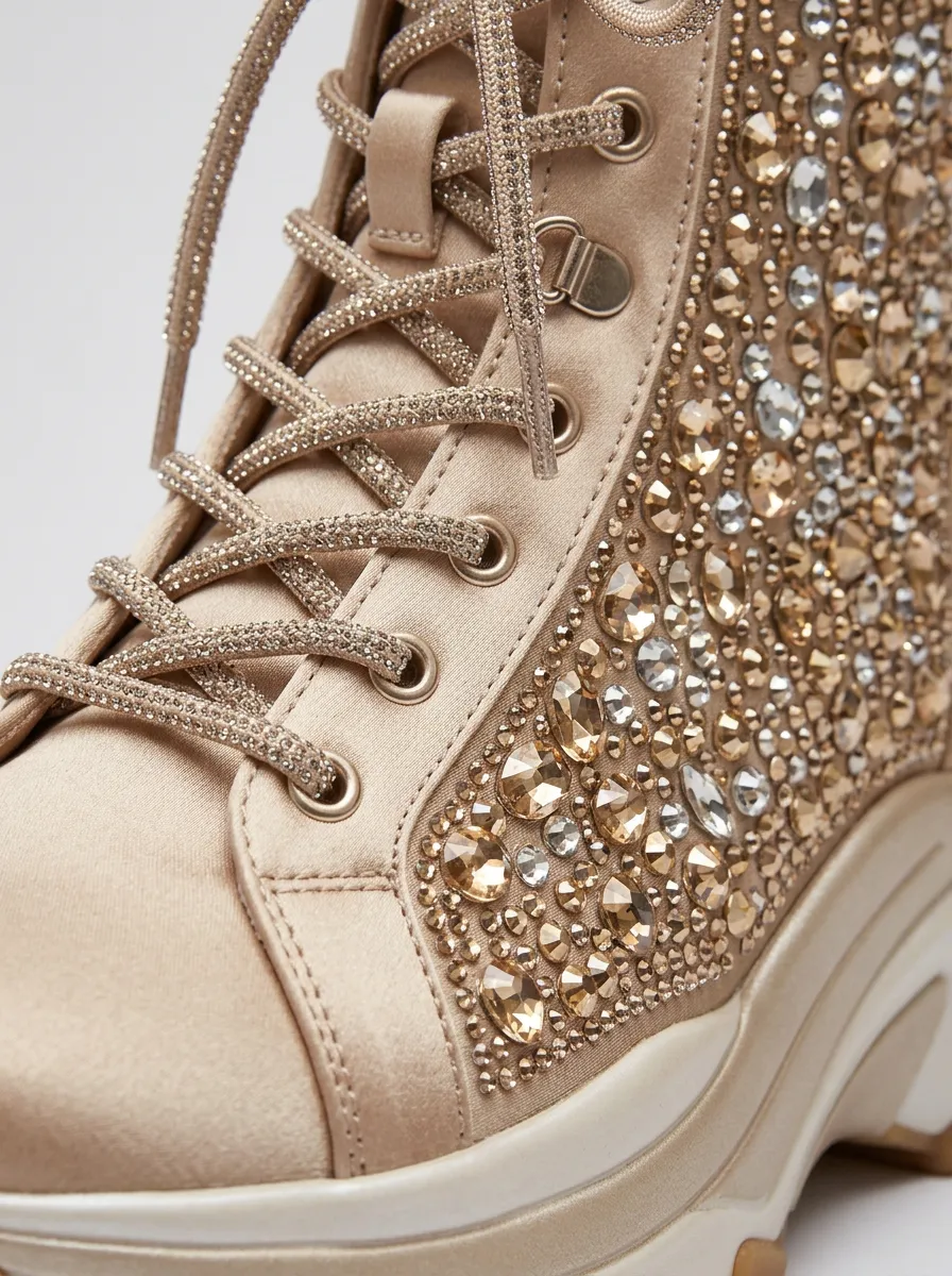 Everyday Lace-Detail Women's Rhinestone Platform Shoes