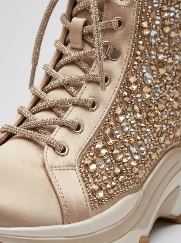 Everyday Lace-Detail Women's Rhinestone Platform Shoes