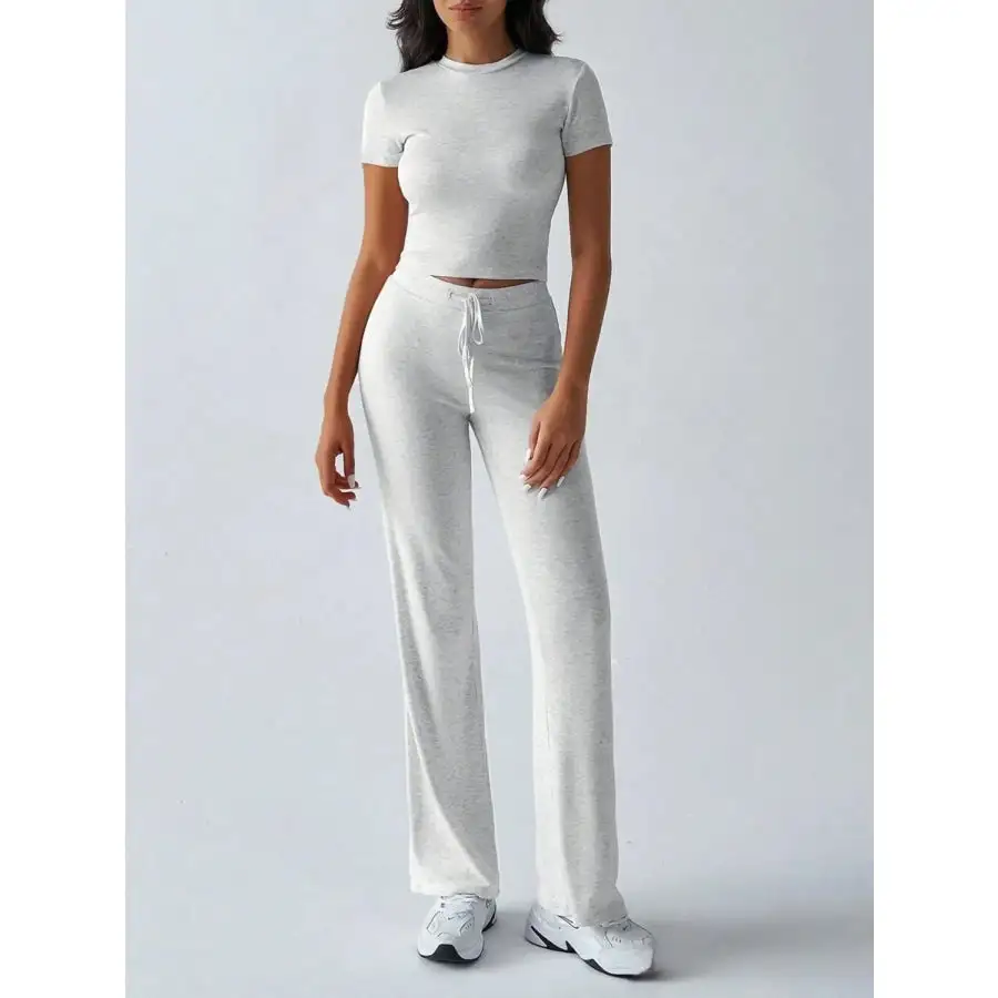 Everyday Round Neck Short Sleeve Top and Pants Set