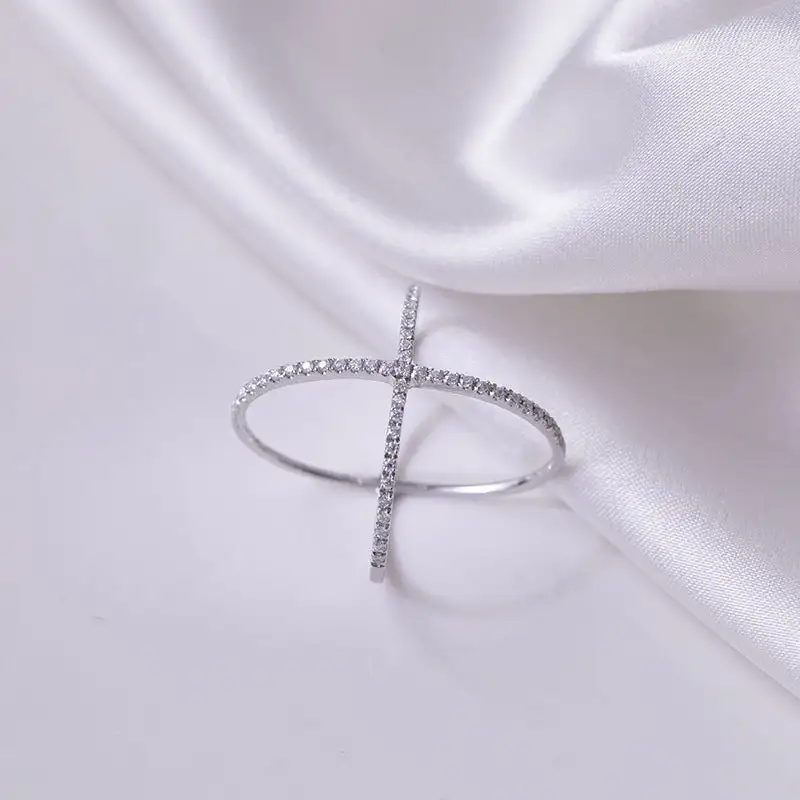 Sterling Silver Moissanite Crisscross Ring