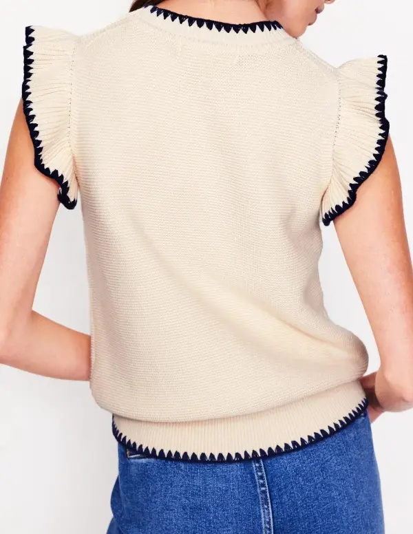 Crew Neck Stitch Detail Vest