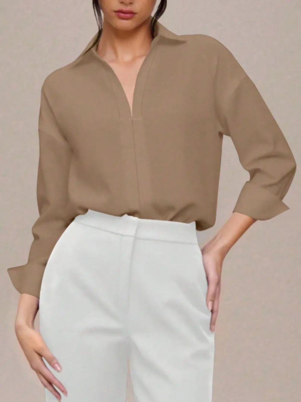Button Down Long Sleeve Bodysuit Shirt