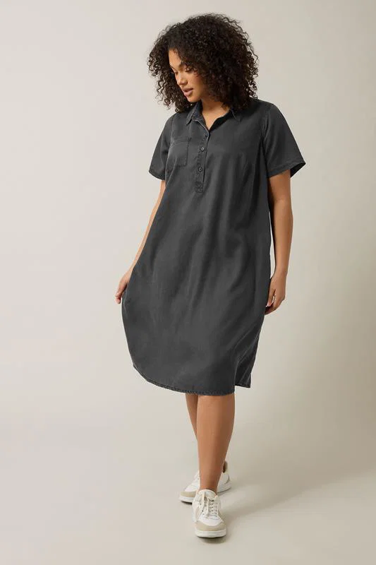 Black Lyocell Denim Dress detail 1
