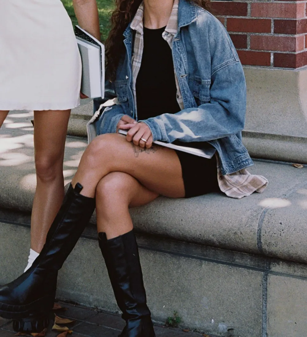 Mid-Wash Oversized Denim Jacket