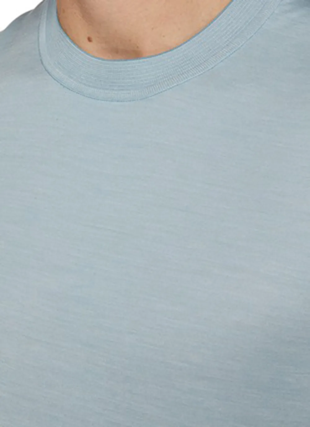 Classic Simple Breathable Silky Round Neck Light Blue T-Shirts