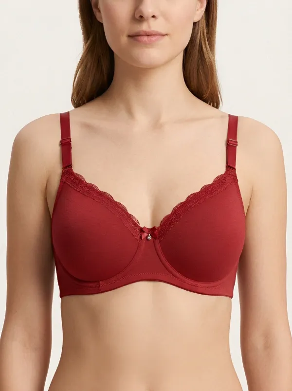 Women's Underwire Seamless Lace-Trim Adjustable-Strap Bra