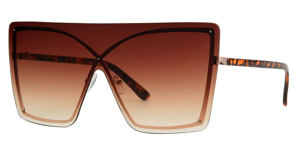 Women's One Piece Rimless Flat Top Sunglasses