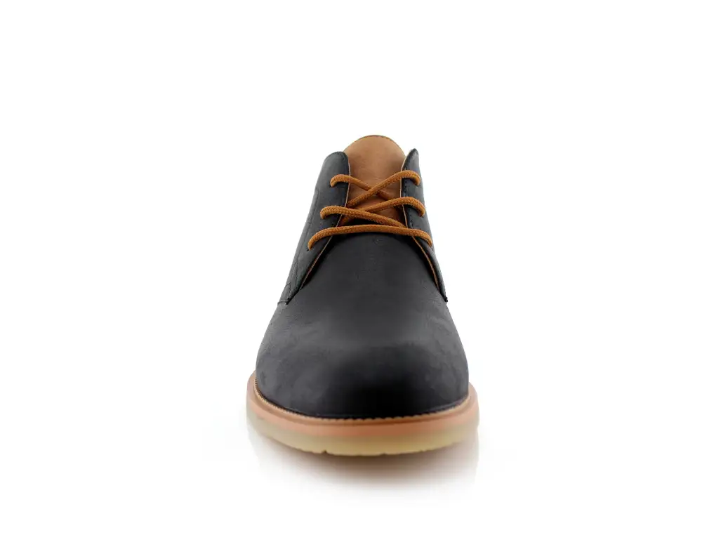 Faux-Leather Lace-Up Chukka Boots