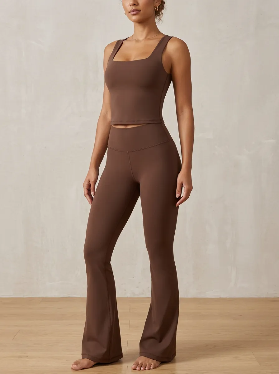 Studio Yoga Women's Tank Top Flare Pants Active Set
