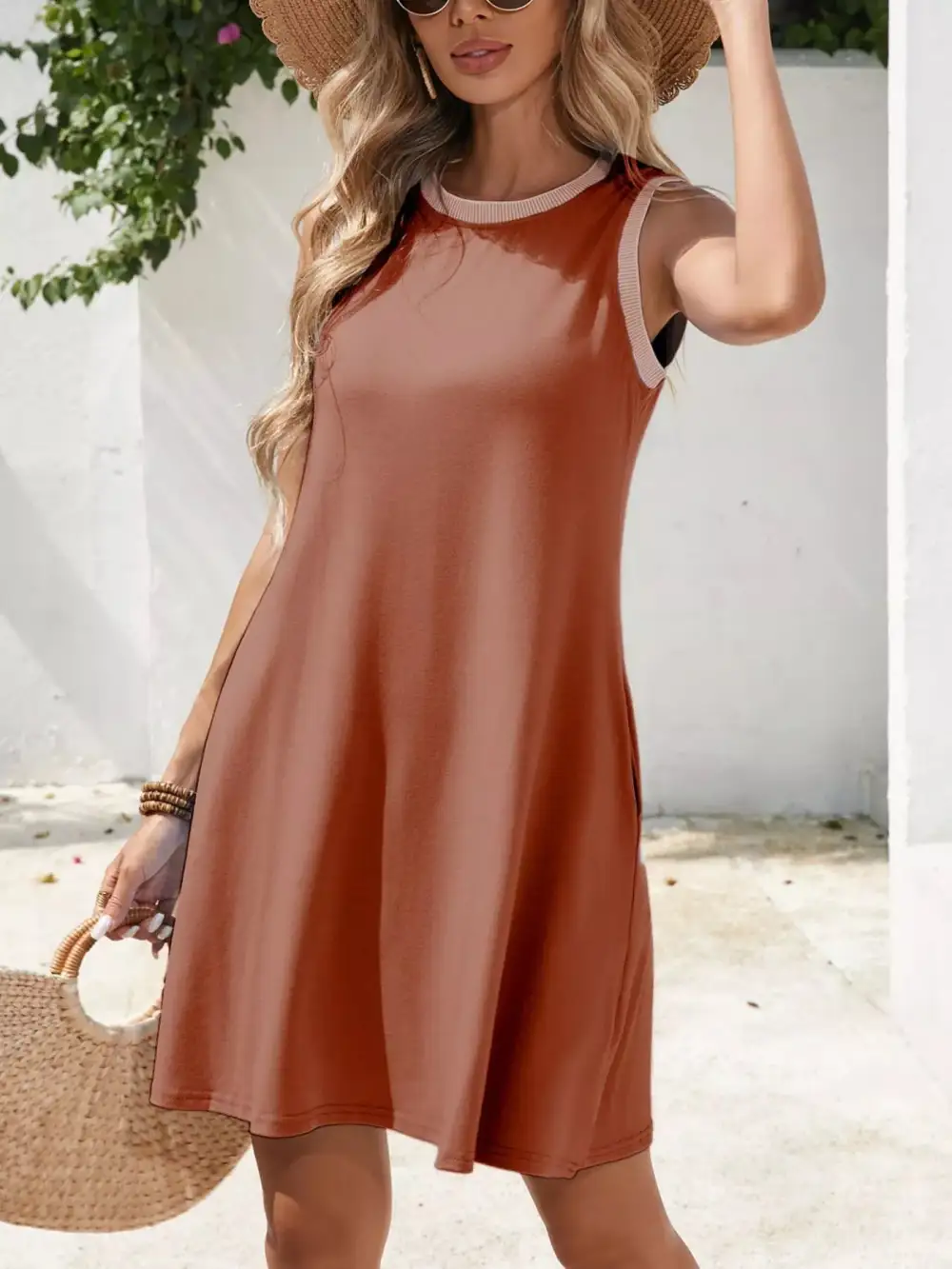 Drape Sleeveless Mini Dress