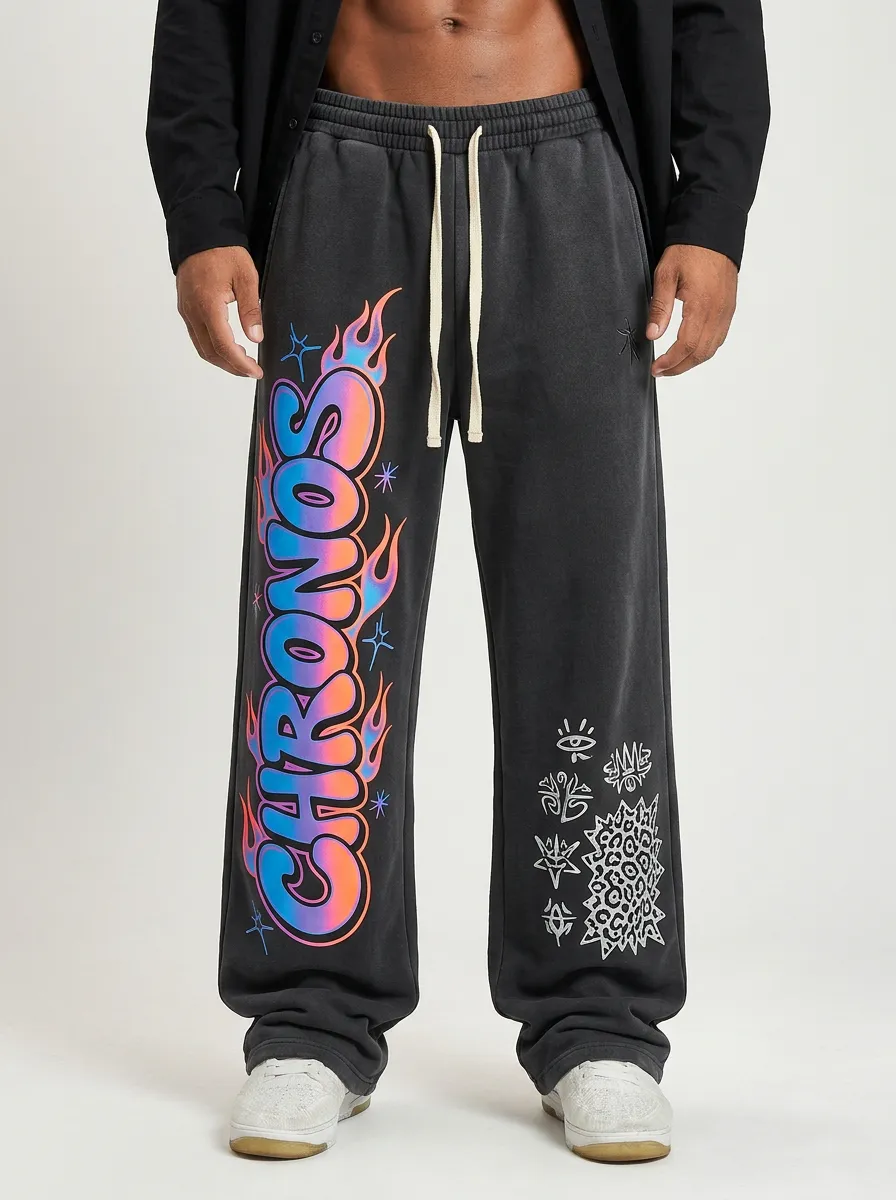 Unisex Streetwear Leopard Flame Sweatpants