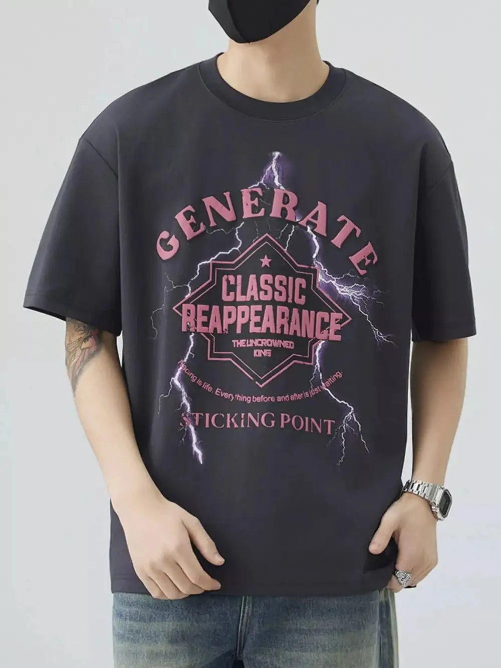 Letter Round Neck Half Sleeve T-Shirt