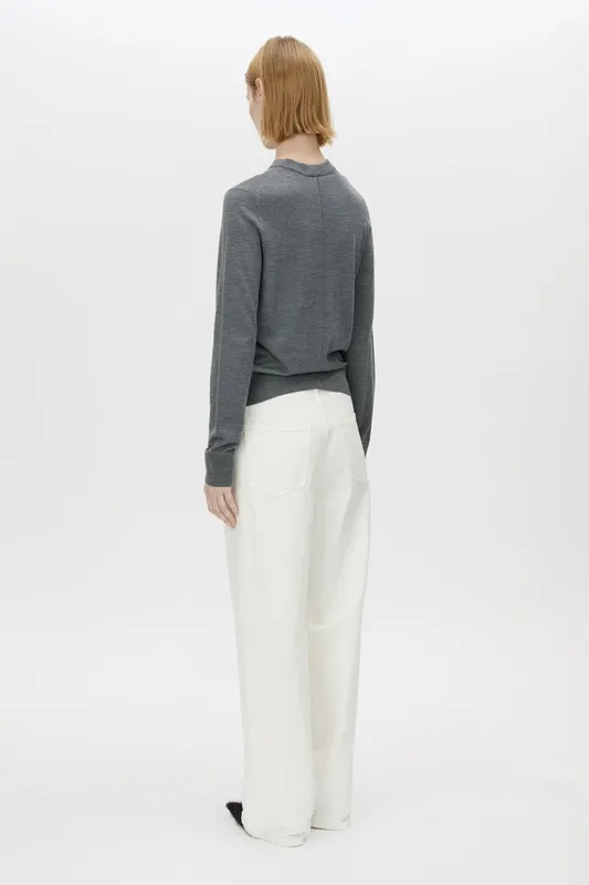 Charcoal Melange Crew Neck Classic Sweater