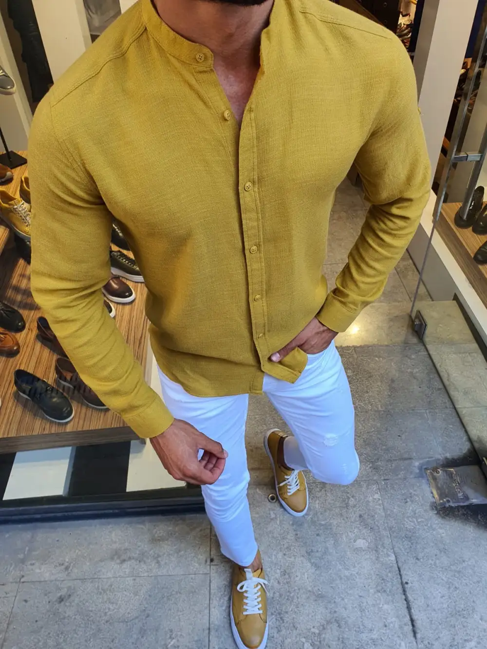 Classic Textured Slim Fit Cotton Casual Shirt