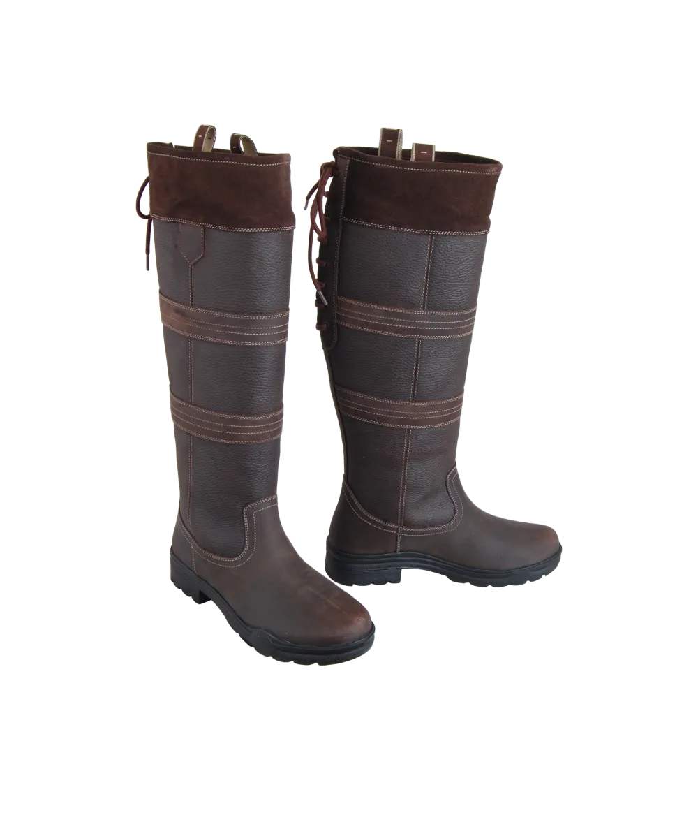 Refined Lace-Up Rubber Sole Tall Riding Boots