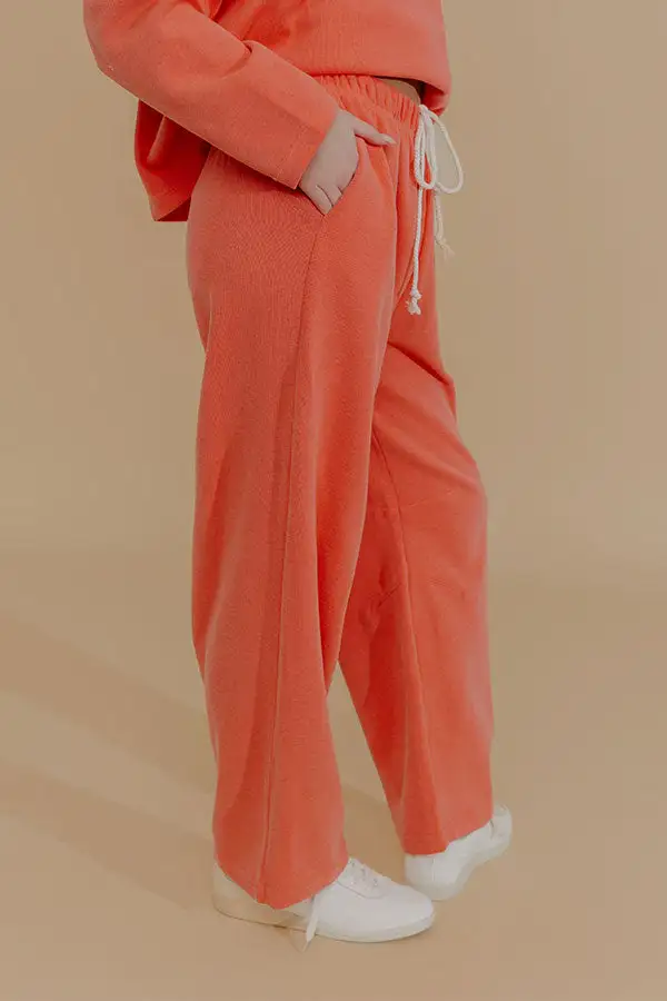 Weekend Away High Waist Knit Pants In Coral