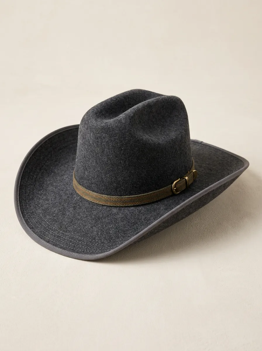 Easygoing Felt Cowboy Hat with Buckle Detail