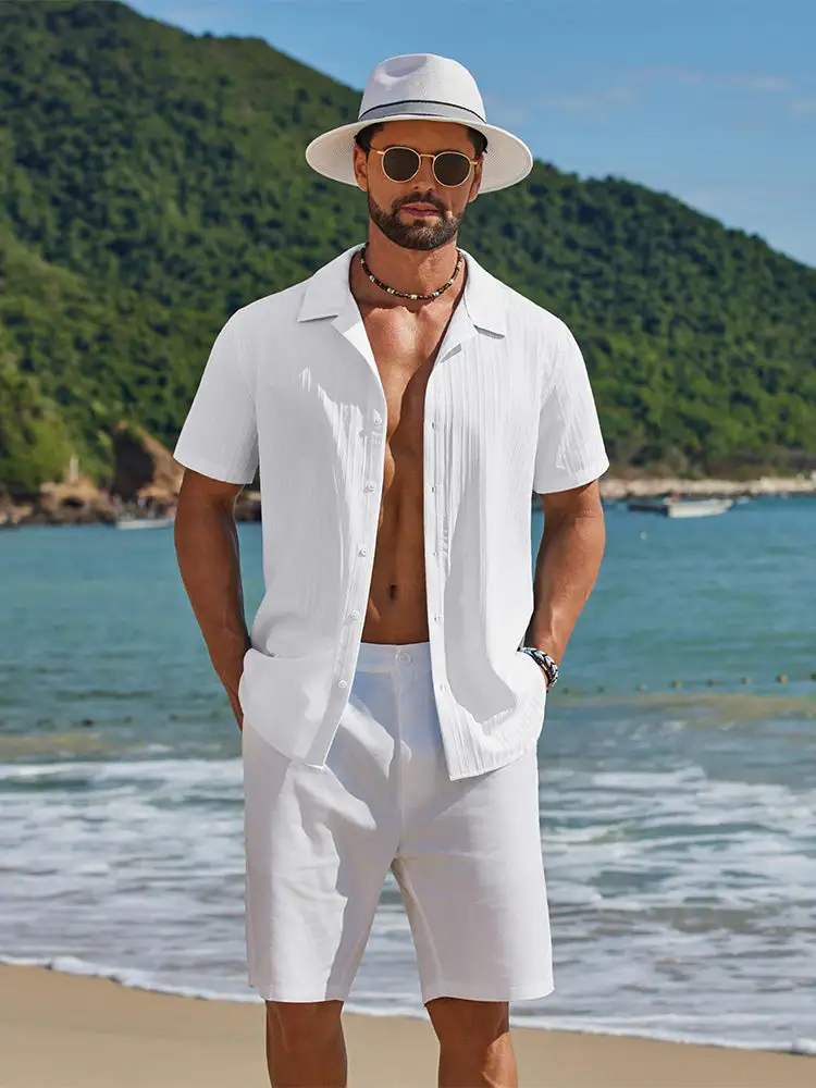 Casual Summer Textured Short Sleeve Shirt