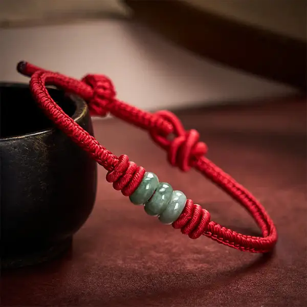 Handmade String Jade Braided Sliding Knot Bracelet