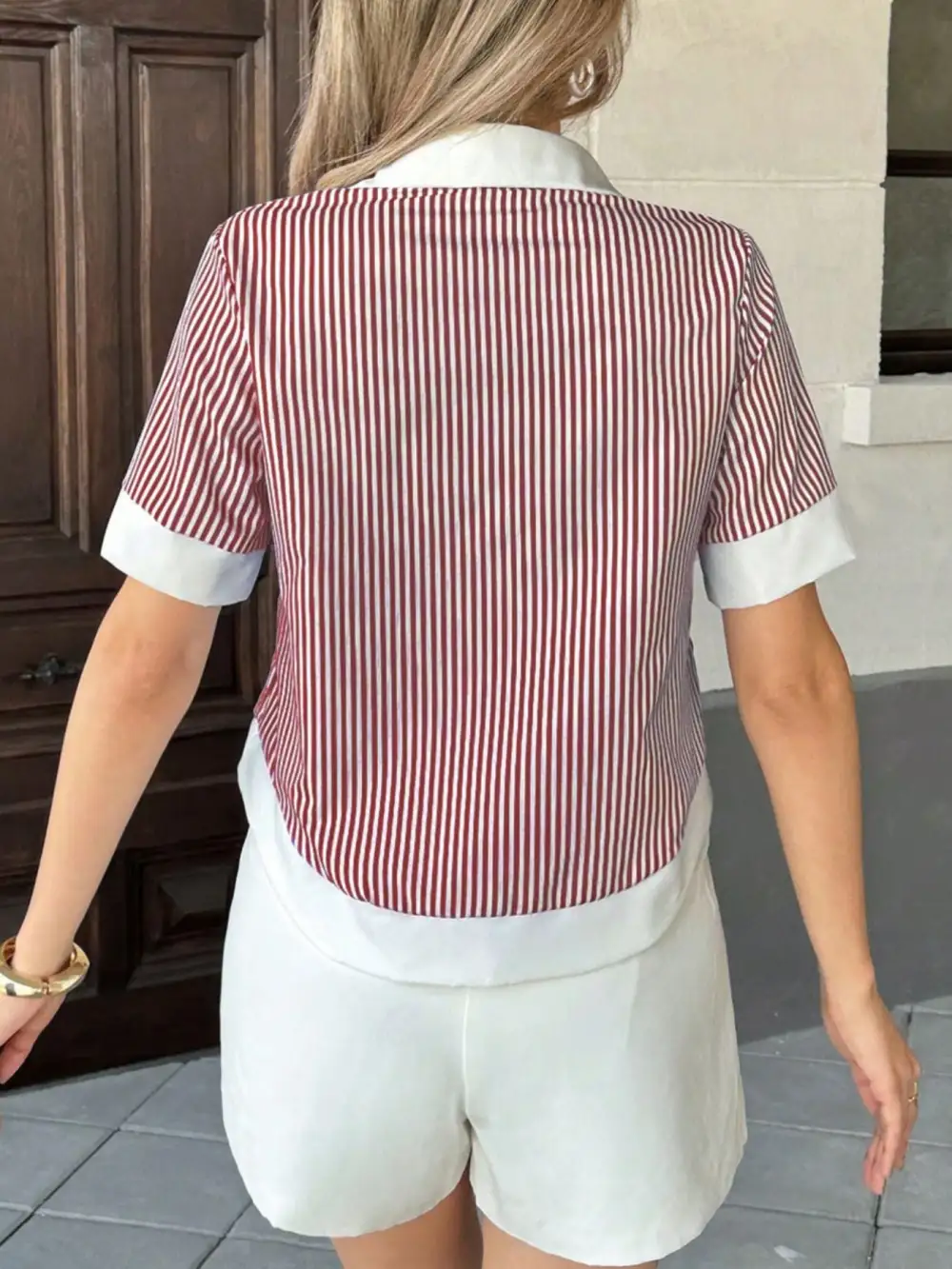 Striped Button Down Short Sleeve Shirt