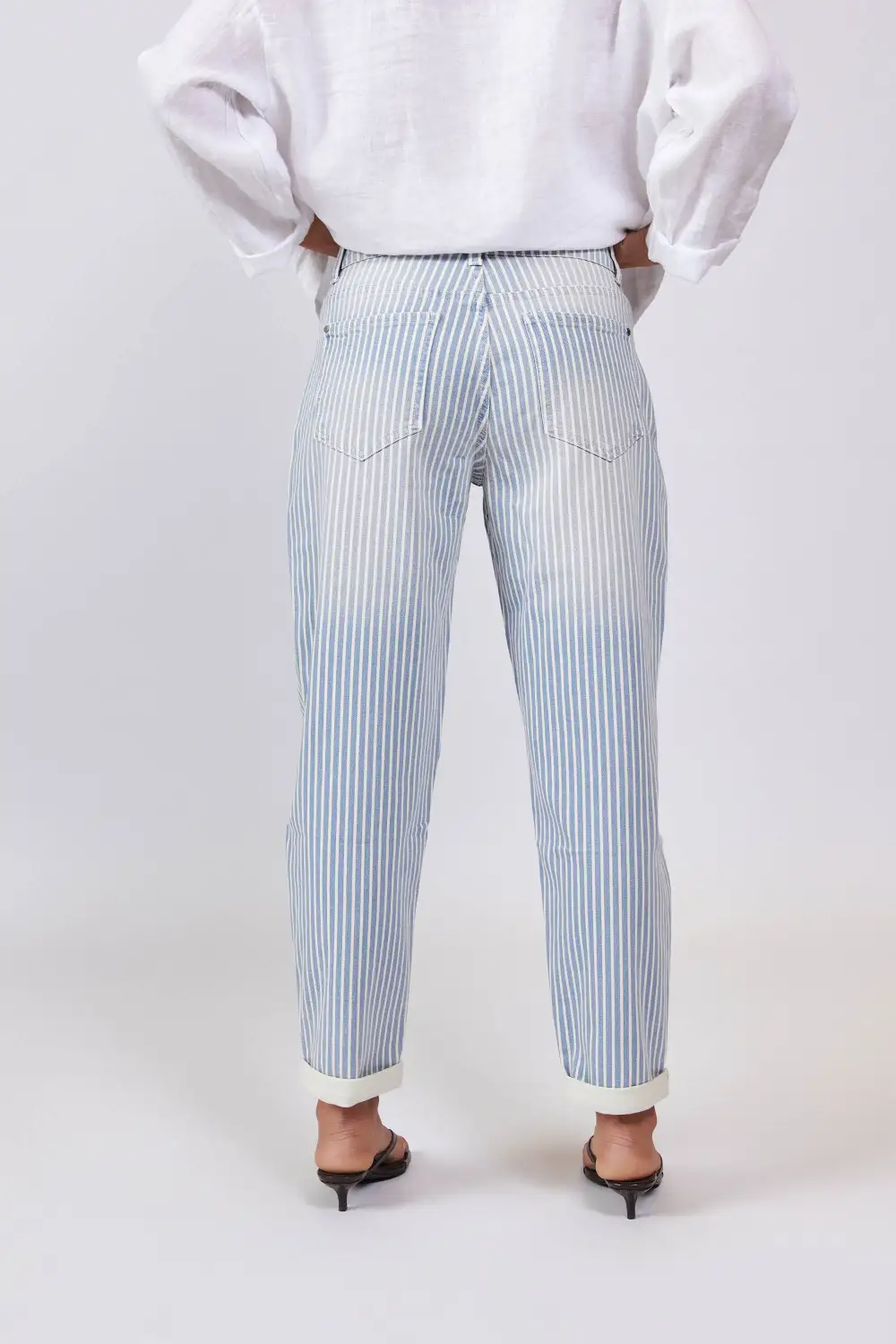 Striped Contrast Drawstring Jeans