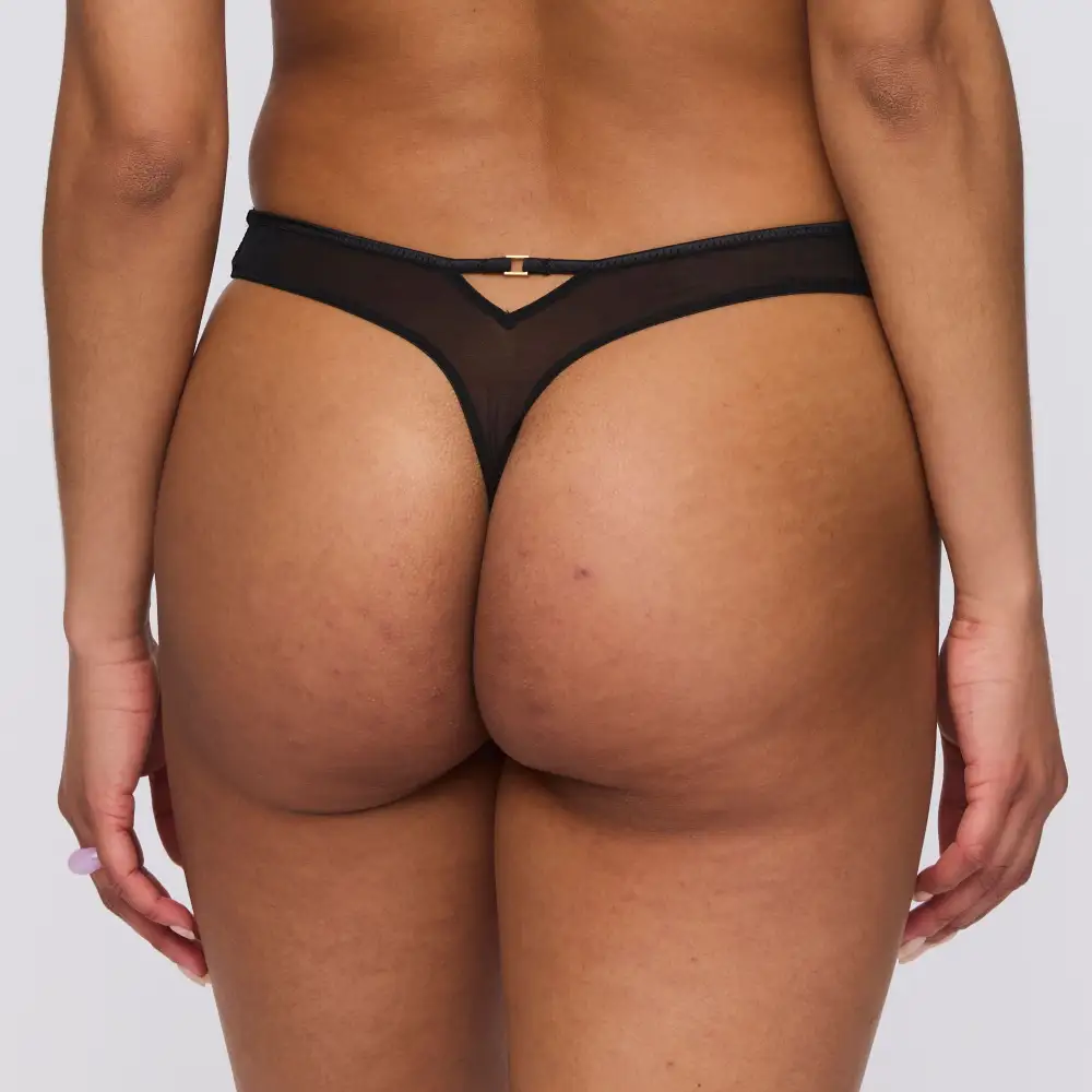 Women's Cheeky Flat Seams Elastic Waistband Cotton Gusset Floral Lace Embroidery Cotton Satin Tanga Panty