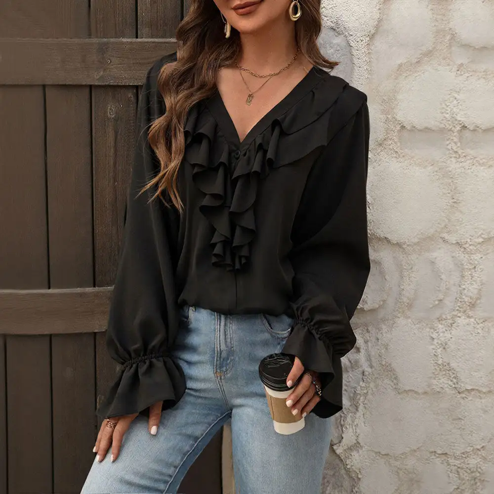 Modern Romance Ruffled V-Neck Blouse