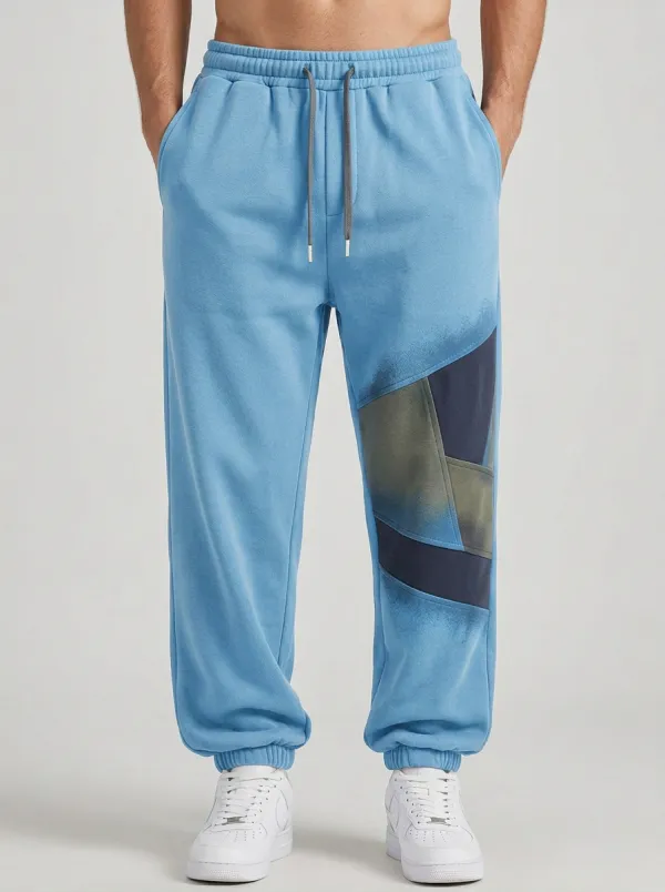 Unisex Layered Patchwork Print Joggers