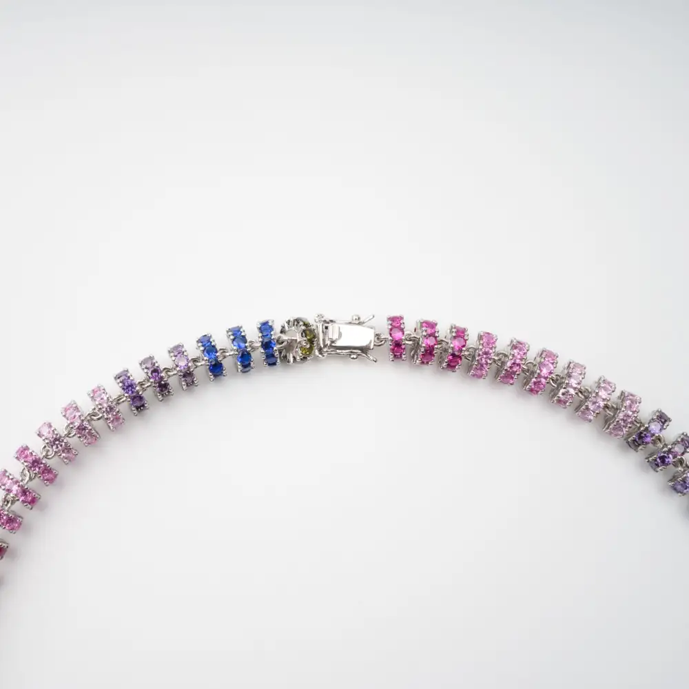 Multicolor Crystal Embellished Sterling Silver Necklace