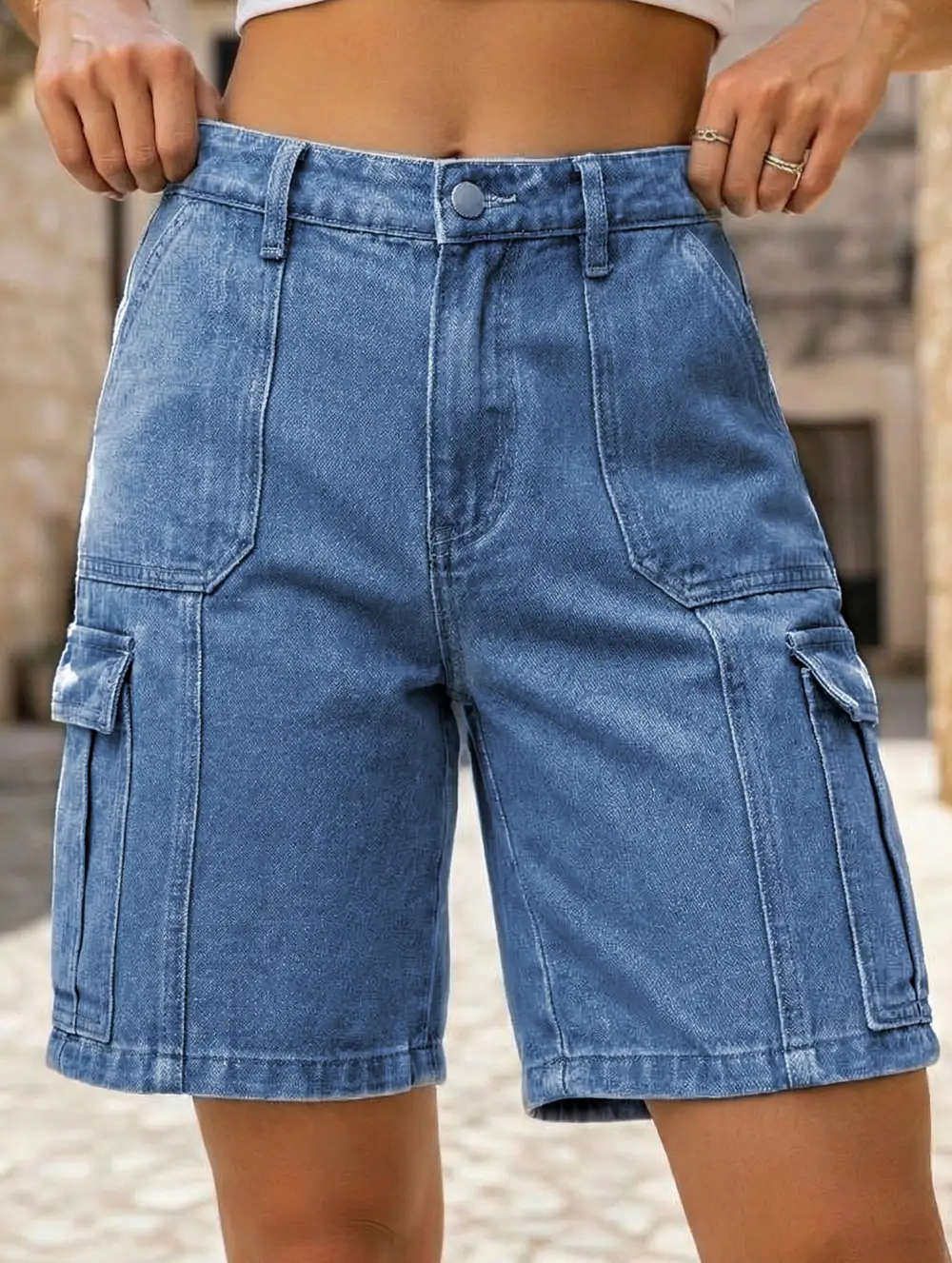 Casual Multi-Pocket Denim Shorts