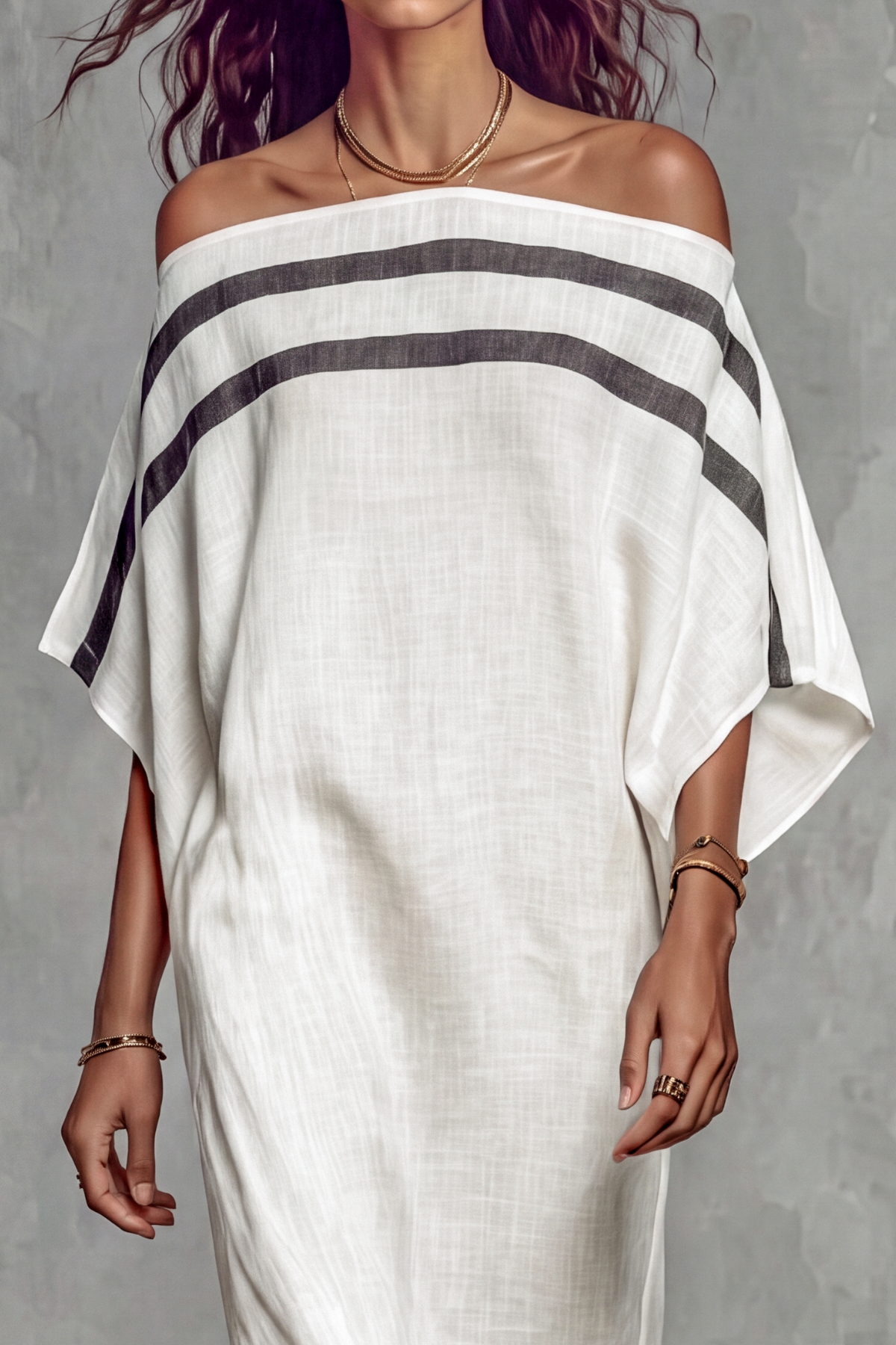 Batwing Sleeve Striped Maxi Dress