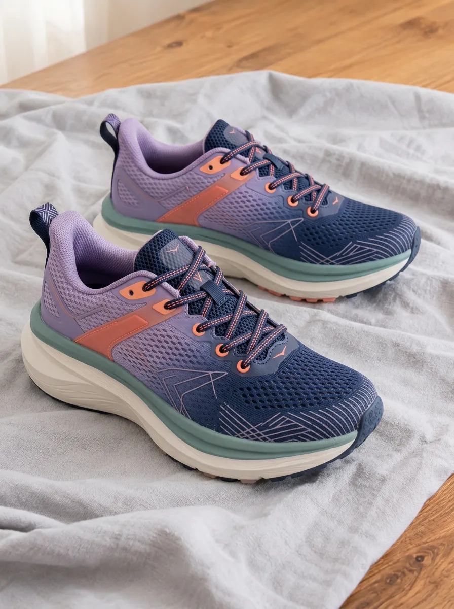 Women's Purple Blue Gradient Geometric Printed Running Shoes