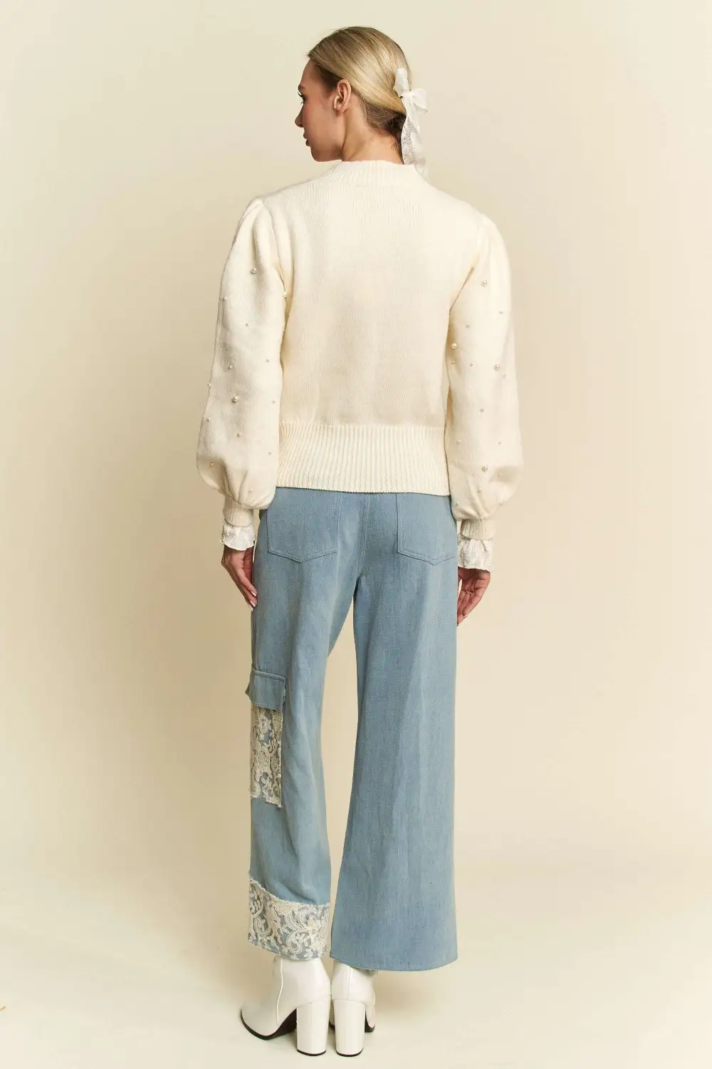 Ribbed Tiered Denim Jeans
