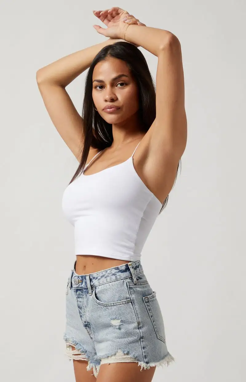PacSun Acid Wash Ripped Button Fly High Waisted Denim Festival Shorts