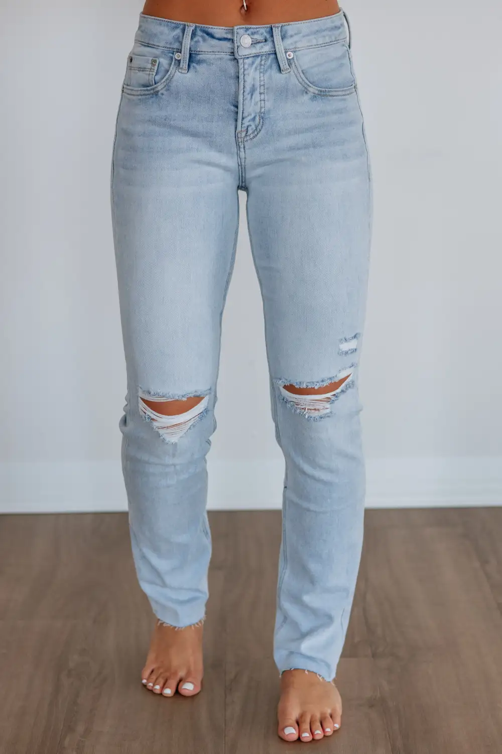 Women's Mid Rise Straight Leg Tummy Control Jeans
