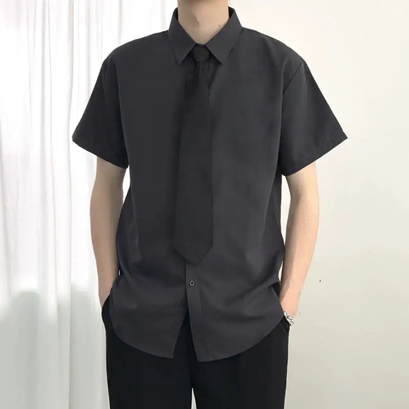 Tie Accent Short Sleeve Dress Shirt