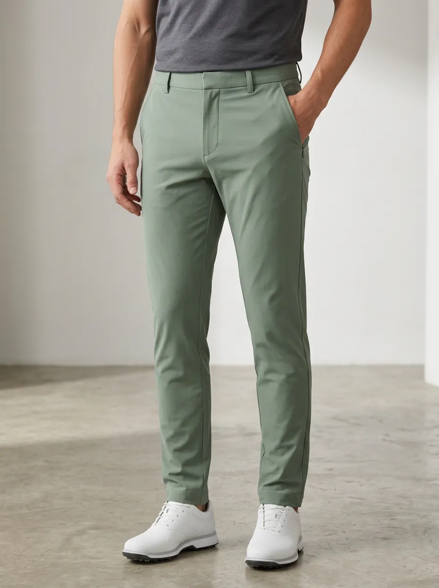 Men's Golf Lover Sage Green Solid Performance Trousers