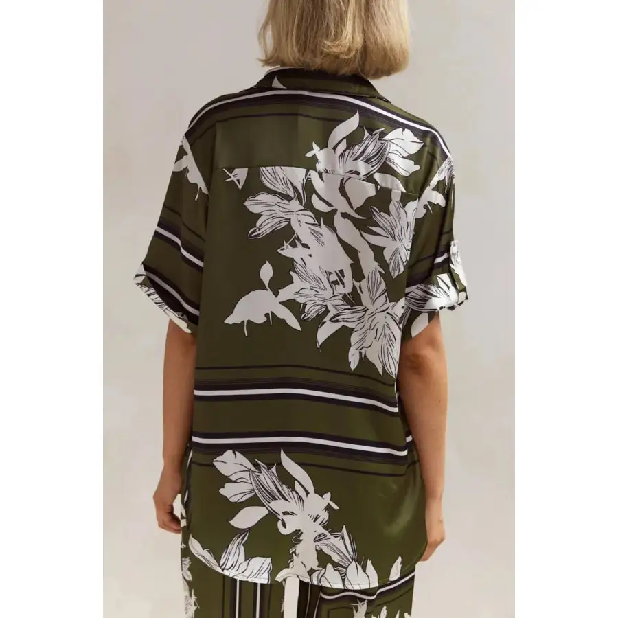 Modern Printed Button Up Shirt and Pants Set
