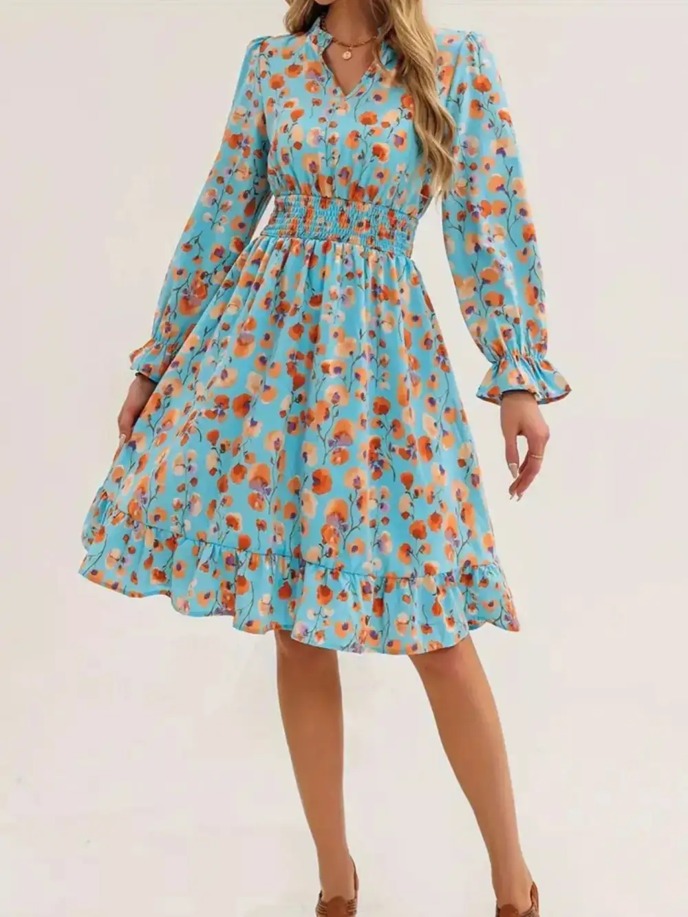 Clean Line Floral Dress