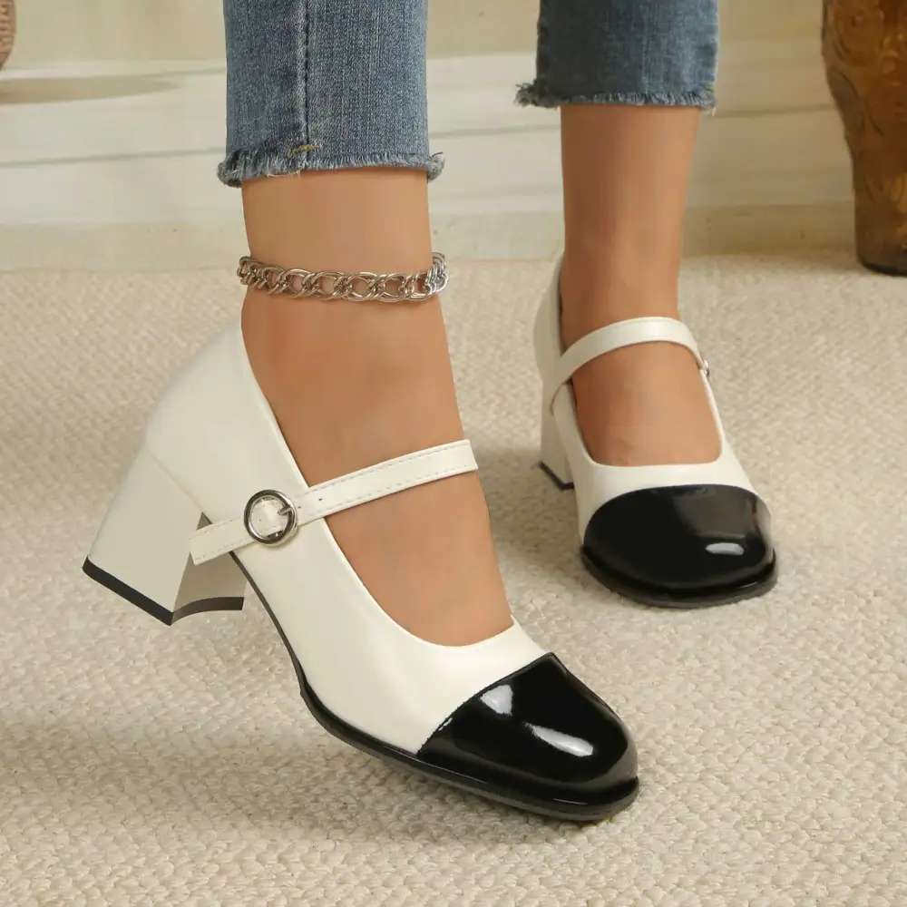 Flexible Strap Low Heel Shoes