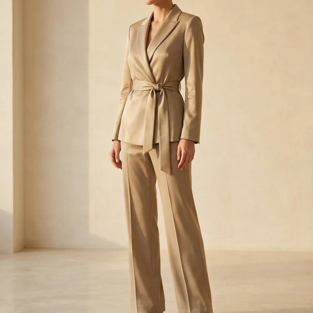 Wrap Tie Blazer Pants Set