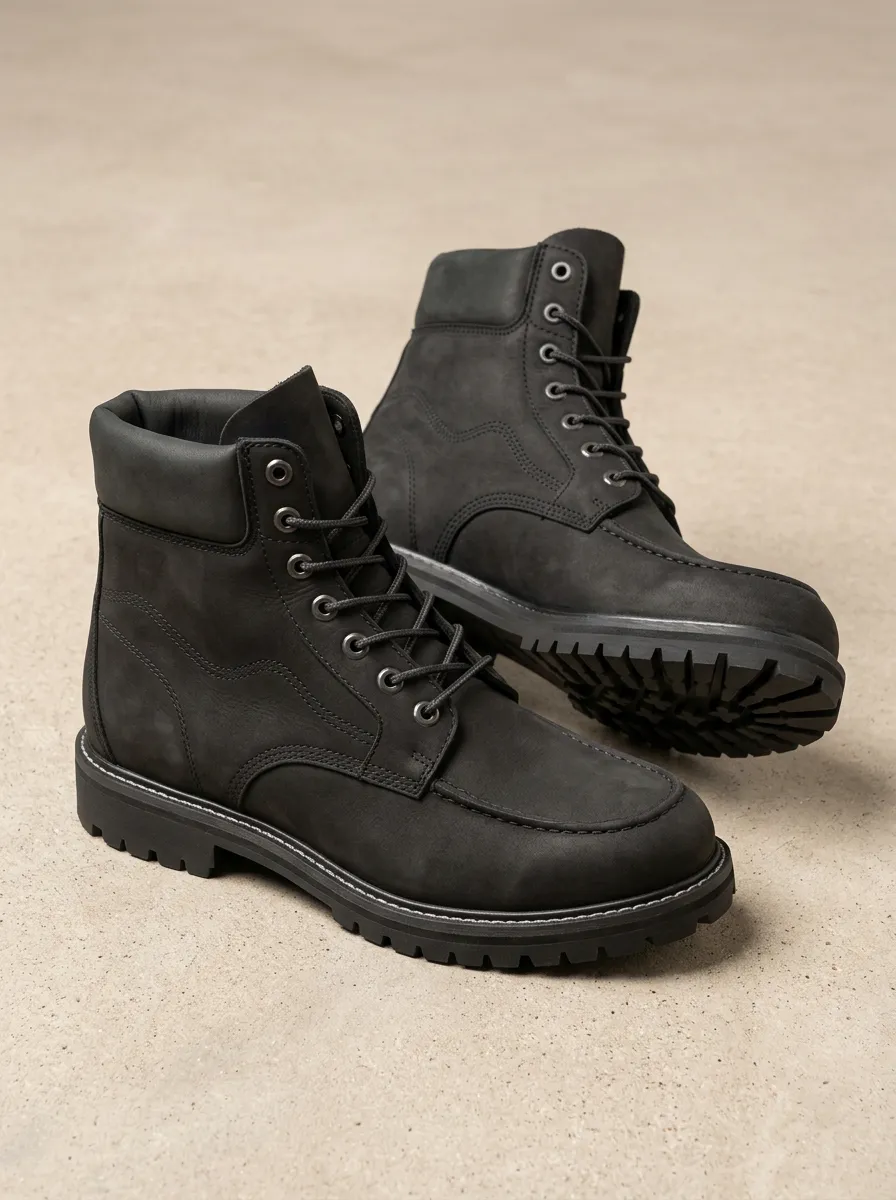 Unisex Modern Leather Lace-Up Work Boots