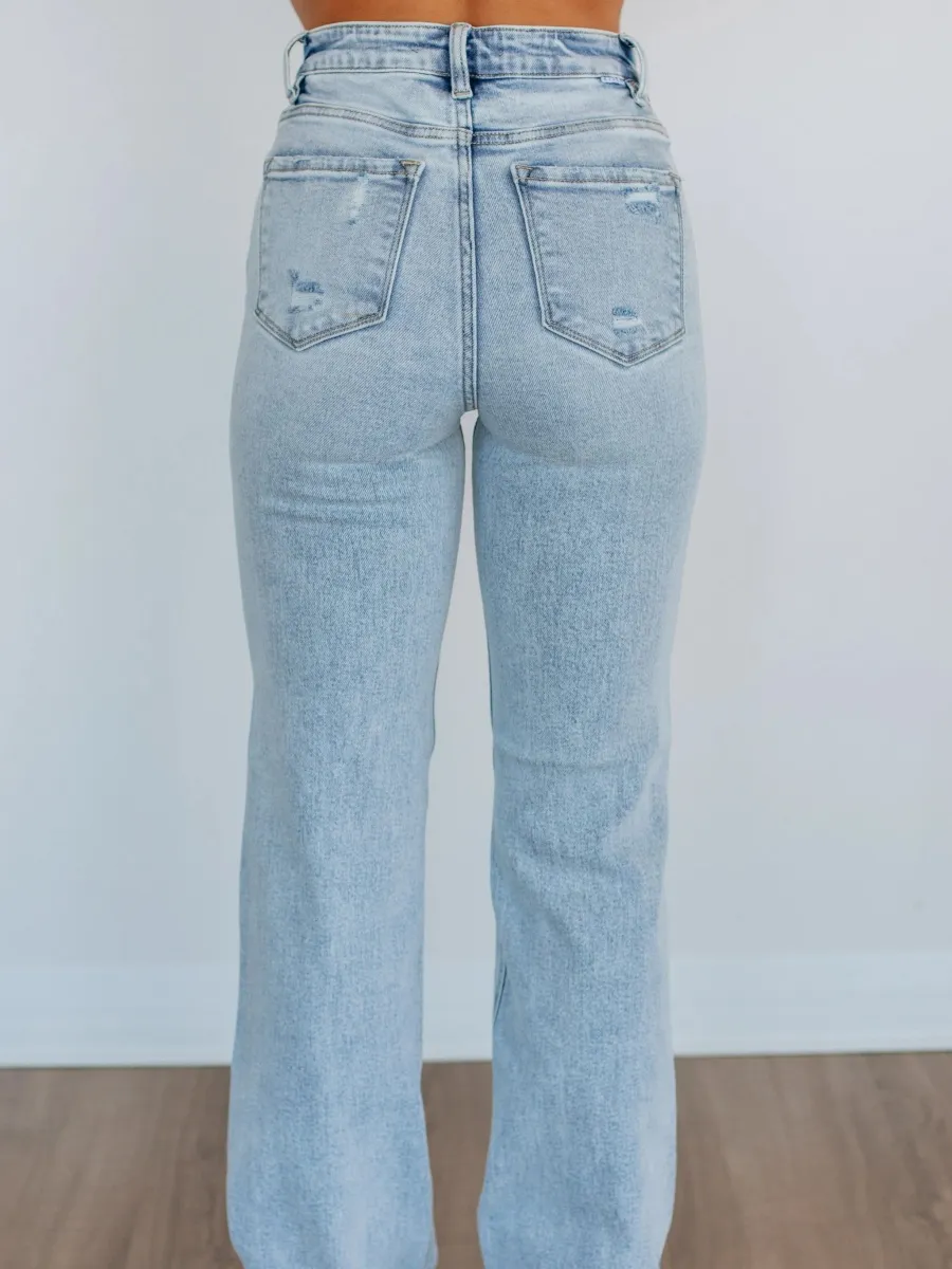 Distressed Straight Leg Jeans