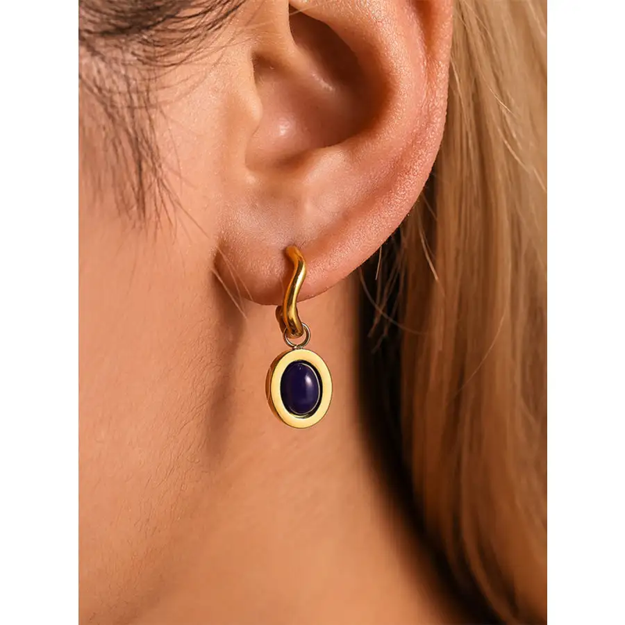 Stainless Steel Oval Drop Earrings