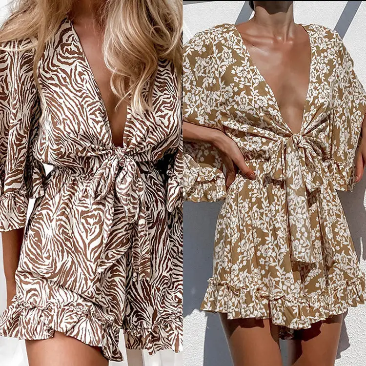 Bold Statement Leopard-Patterned Lace-Up Jumpsuit