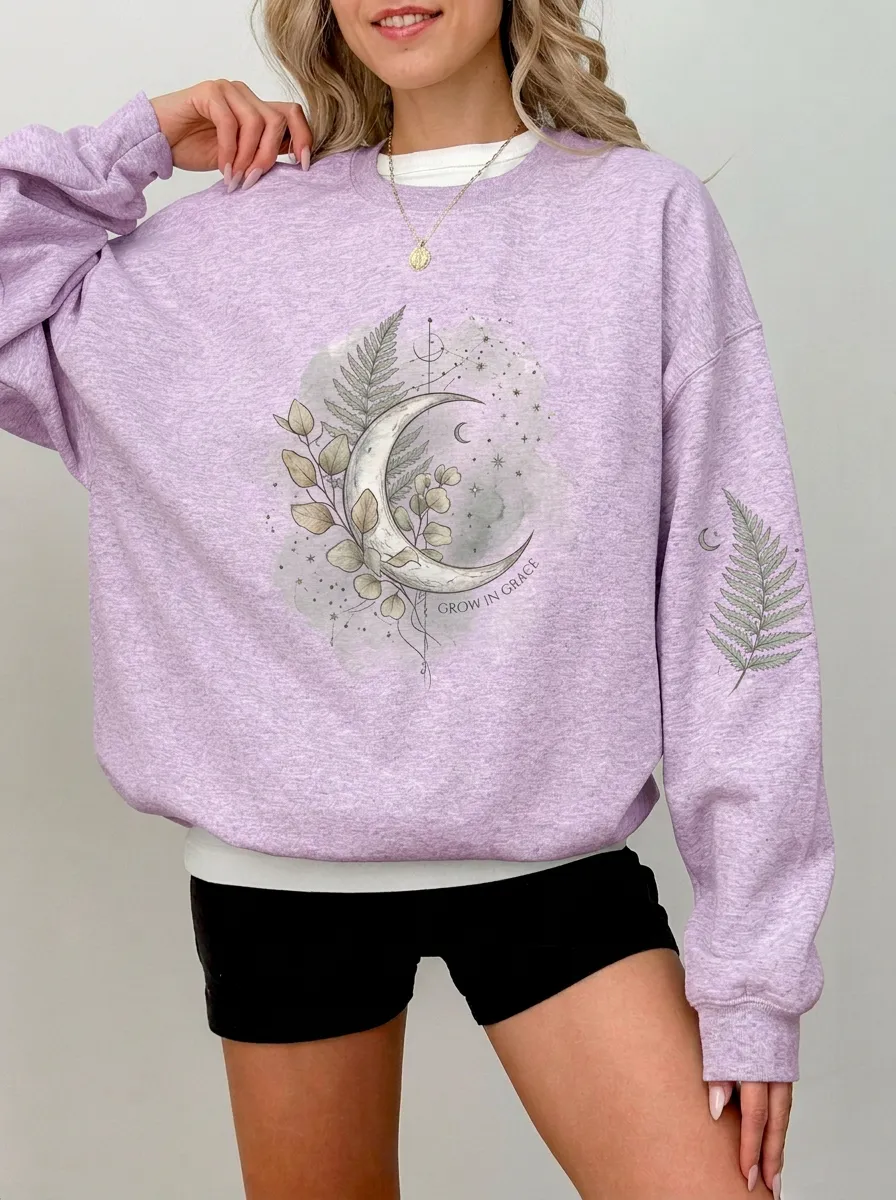 Women's Celestial Botanical Grow In Grace Graphic Sweatshirt