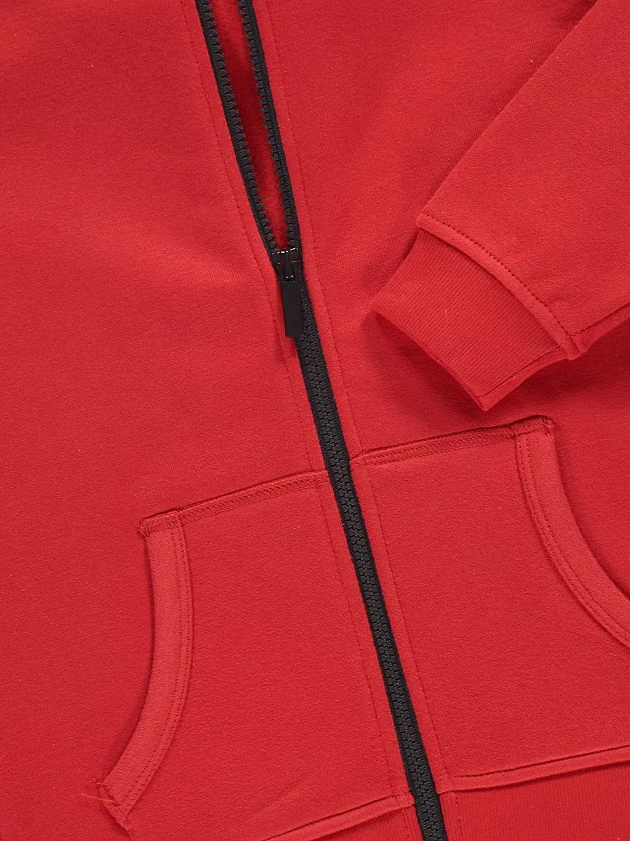 Red Zip Through Hoodie