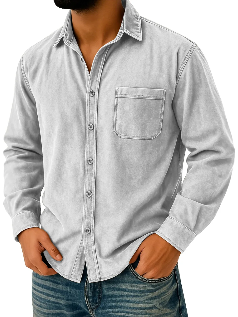 Suede Feel Pocket Shirt