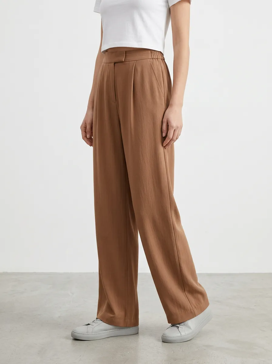 Women's Pressed-Pleat Wide-Leg Trousers